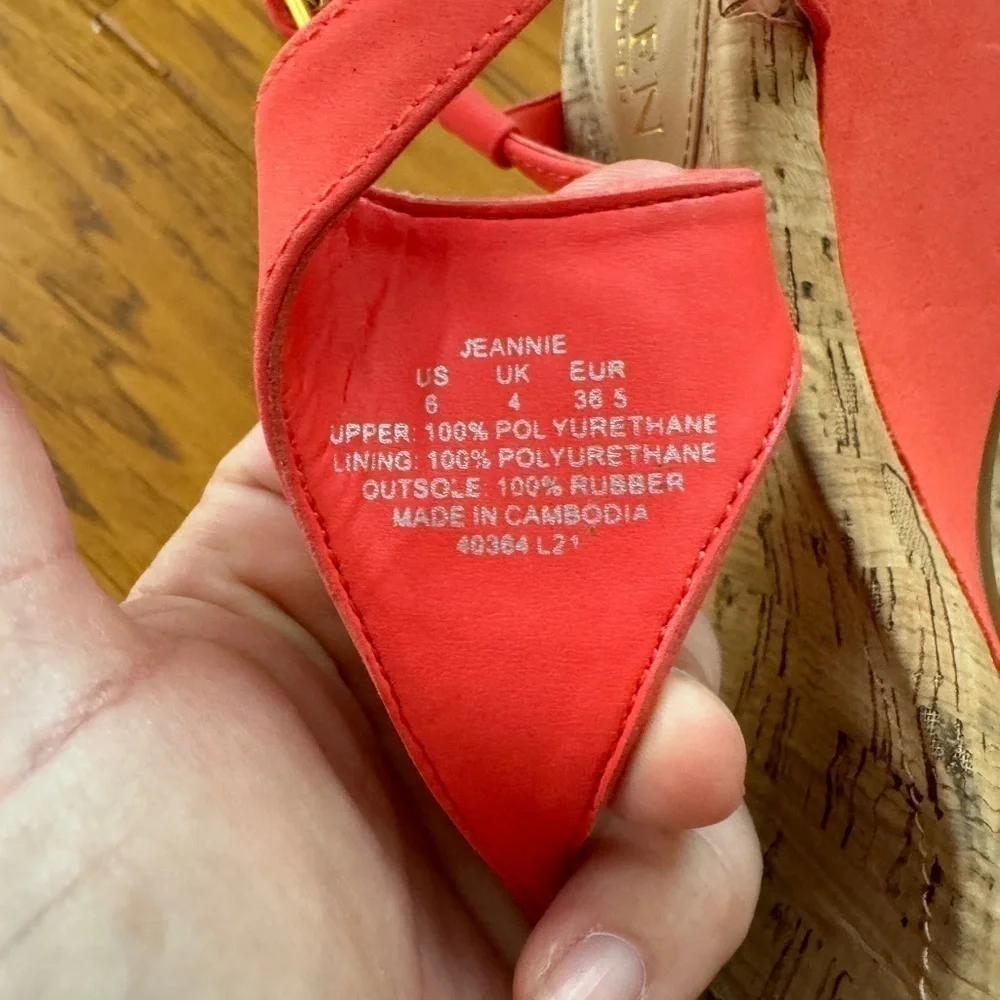 Lauren Ralph Lauren Jeannie Coral Logo Wedge Sandals Thong Flip Flop 6 - Picture 6 of 13